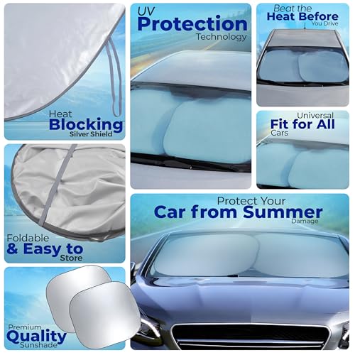 Woscher- U28 Car Sun Shade Windshield Cover, Umbrella Windshield Sun Shade for Car Front Window, Sun Protection & Heat Insulation Foldable Sun Shade for Most Vehicles- Black - Image 2