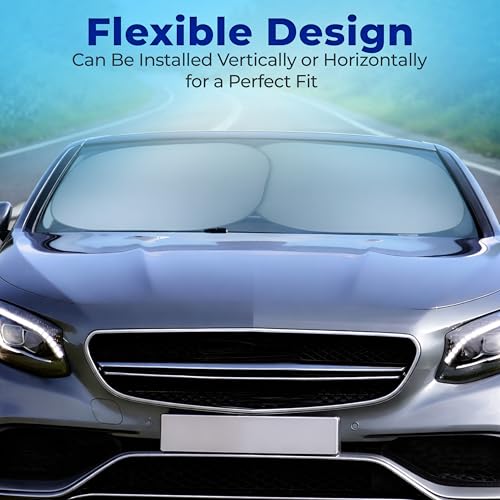 Woscher- U28 Car Sun Shade Windshield Cover, Umbrella Windshield Sun Shade for Car Front Window, Sun Protection & Heat Insulation Foldable Sun Shade for Most Vehicles- Black - Image 4