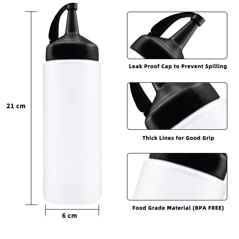 Jutoe 3Pack Plastic Squeeze Bottles 12 Oz Plastic Squeeze Squirt Condiment Bottles With Leak-Proof Cap Condiment Squeeze Bottle For Kitchen Use - Image 3