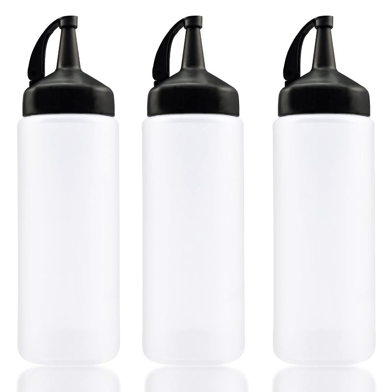 Jutoe 3Pack Plastic Squeeze Bottles 12 Oz Plastic Squeeze Squirt Condiment Bottles With Leak-Proof Cap Condiment Squeeze Bottle For Kitchen Use - Image 1