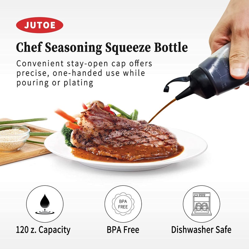 Jutoe 3Pack Plastic Squeeze Bottles 12 Oz Plastic Squeeze Squirt Condiment Bottles With Leak-Proof Cap Condiment Squeeze Bottle For Kitchen Use - Image 2