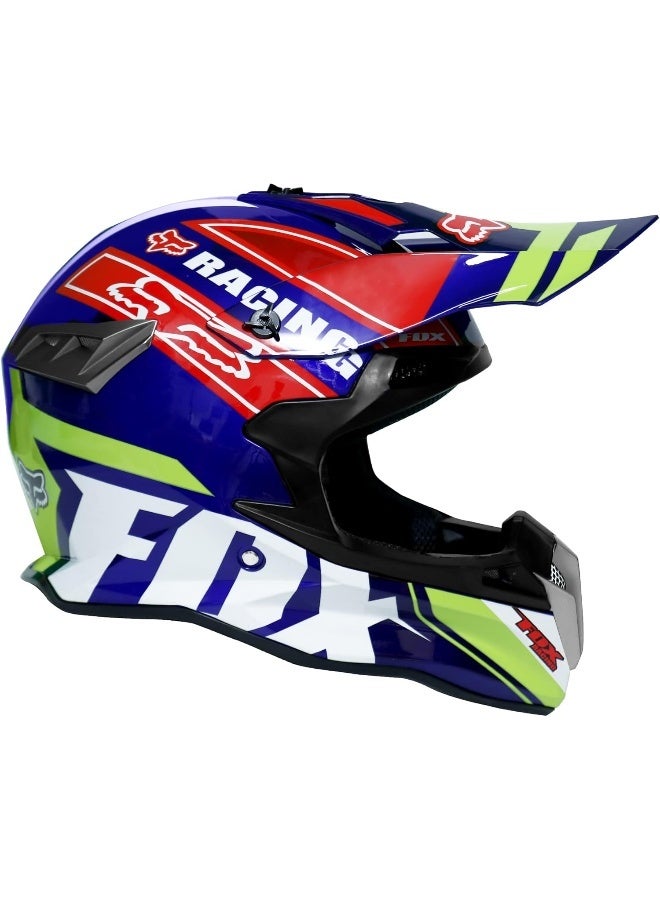Fox Gloss Blue Off-Road Dirt Bike Motocross Full Face Helmet - Image 1