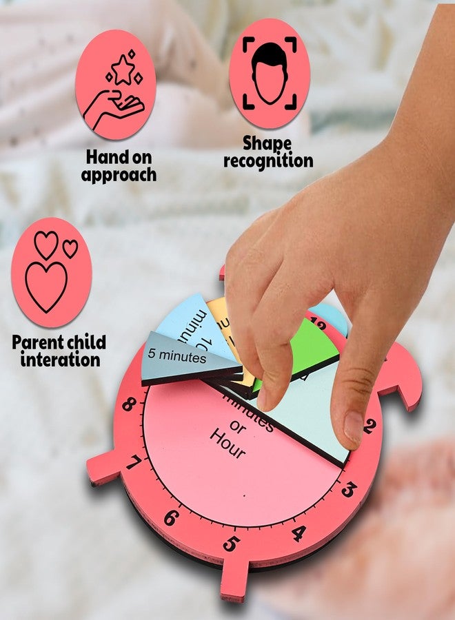 Vianz Wooden Time Learning Clock, Concept of Minutes and Hour, Educational Montessorie Toy, Unique and Useful, Fractions Learning for Toddlers Age 3 4 5 6 7 - Image 4