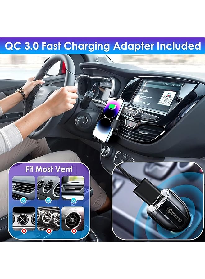 Excefore Wireless Car Charger For Samsung Galaxy Z Flip 5, [Dual Coils] Fast Charging Phone Car Mount For Air Vent Dashboard For Samsung Galaxy Z Flip 4/3/2, Iphone 14 - Image 2