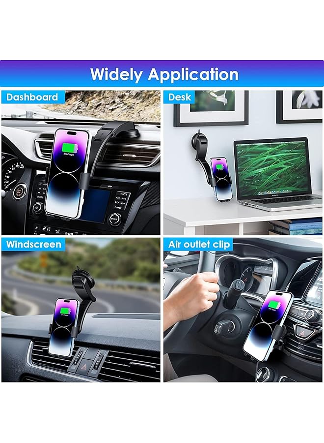 Excefore Wireless Car Charger For Samsung Galaxy Z Flip 5, [Dual Coils] Fast Charging Phone Car Mount For Air Vent Dashboard For Samsung Galaxy Z Flip 4/3/2, Iphone 14 - Image 3