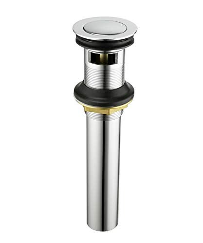 Purelux Bathroom Sink Drain Stopper Faucet Vanity Sink Pop Up Drain Assembly with Overflow, Chrome Finish - Image 1