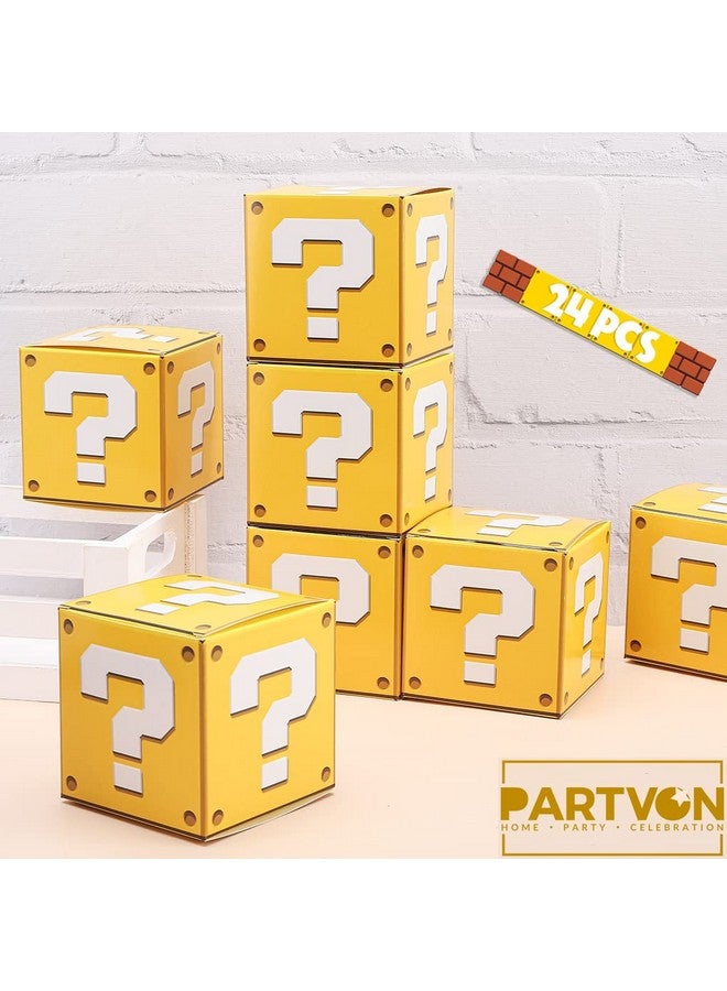 PARTVON Treat Box 24 Pcs Props Brick Comic Video Game Gift Bags Favor Snack Goody Cardboard Bag Perfect Or Gift Giving And Video Games Theme Party Favors Decorations Supplies (Question)  - Image 3