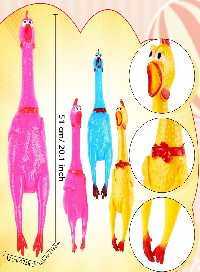 Plukeen 3 Pcs 22 Inch Crazy Huge Squeeze Screaming Rubber Chicken Yellow Squawking Chicken Rubber Squeaky Chick Toy for Kids Adults Dogs Pets Prank Novelty Toy, 3 Colors - Image 2