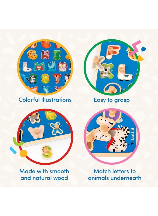 Battat Wooden ABC Peg Puzzle for Toddlers Educational Toys 2 Years + Critters - Image 3