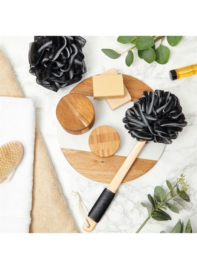 Okuna Outpost Loofah Bath Set with 1 Loofah on A Stick, 2 Sponge Poufs, and 1 Shower Hook - Image 1