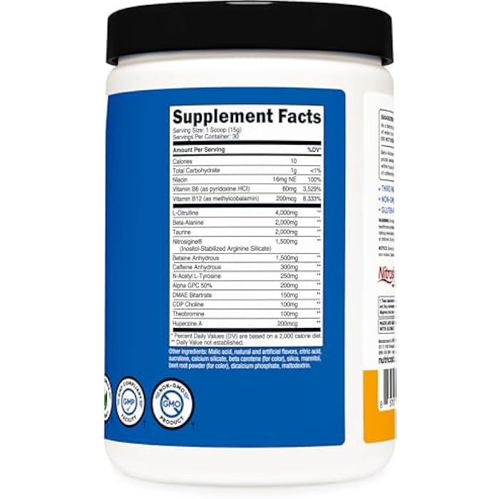 Nutricost Pre-X Xtreme Pre-Workout Complex Powder, Peach Mango, 30 Servings, Vegetarian, Non-GMO and Gluten Free - Image 5