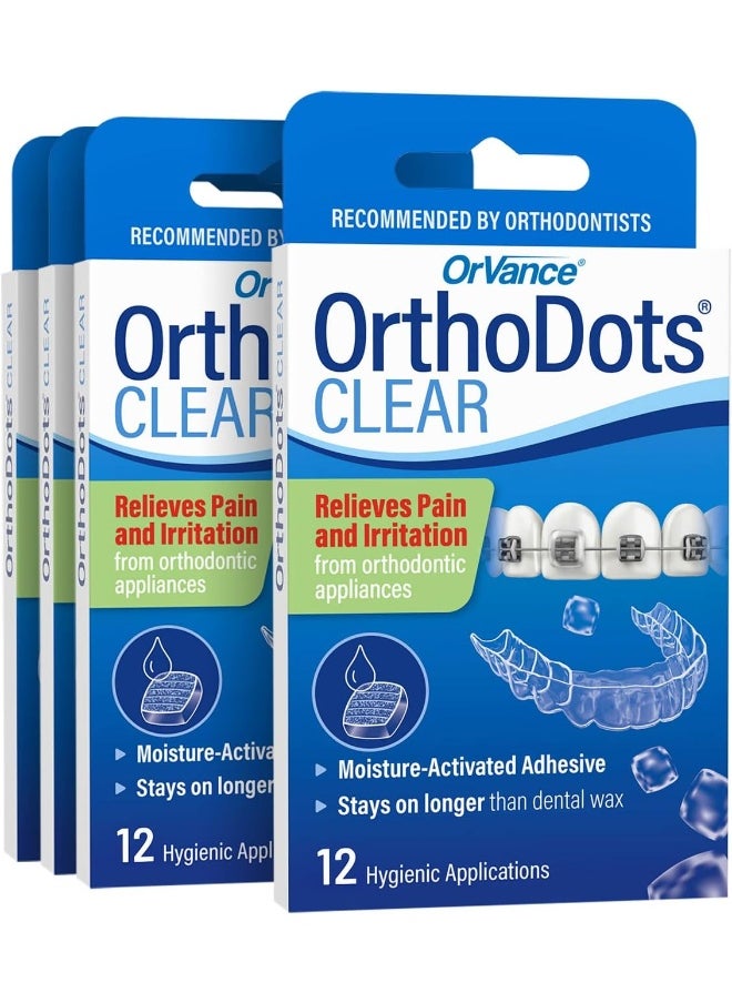 Orvance Orthodots Clear (48 Count) Moisture Activated, Silicone Dental Wax Alternative For Pain Caused By Braces  - Image 1