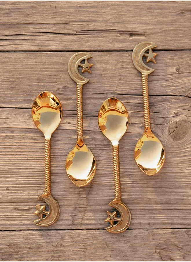 الصفحة الرئيسية برعاية Star and Moon Dessert Spoons - Set of 4/Golden