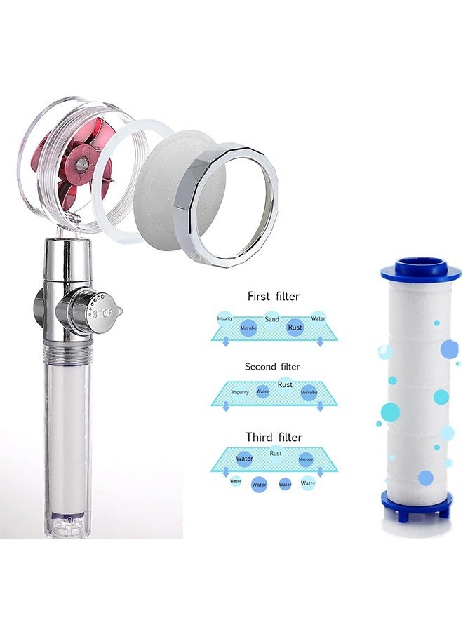 Turbocharged Handheld Shower Head, Propeller Driven Filter Shower Heads, High Pressure Water Saving and Durable,360 Degrees Rotating, Adjustable Water Volume, Easy Install