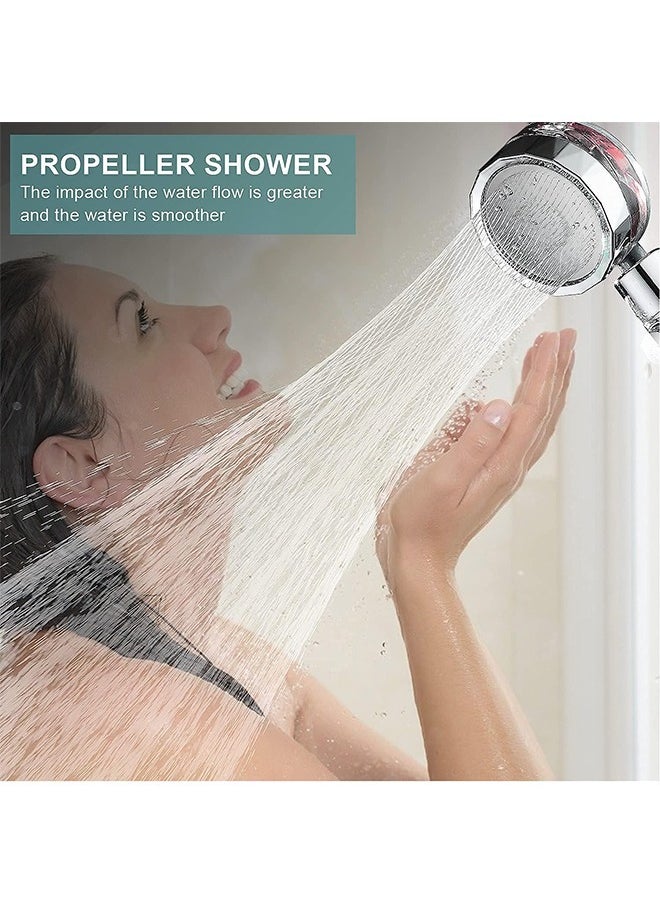 Turbocharged Handheld Shower Head, Propeller Driven Filter Shower Heads, High Pressure Water Saving and Durable,360 Degrees Rotating, Adjustable Water Volume, Easy Install