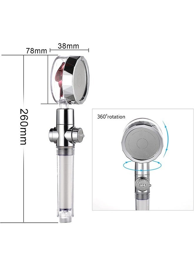 Turbocharged Handheld Shower Head, Propeller Driven Filter Shower Heads, High Pressure Water Saving and Durable,360 Degrees Rotating, Adjustable Water Volume, Easy Install