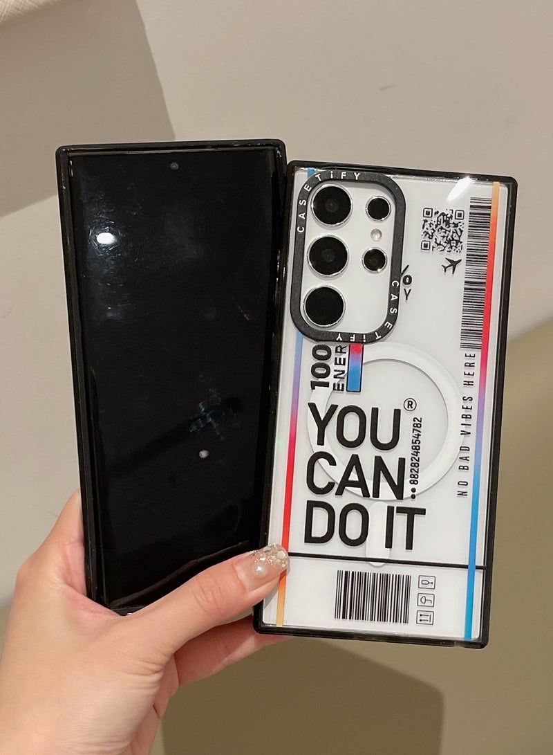 For Samsung Galaxy S22 Ultra Magnetic Phone Case Air Tickets Pattern Cover
