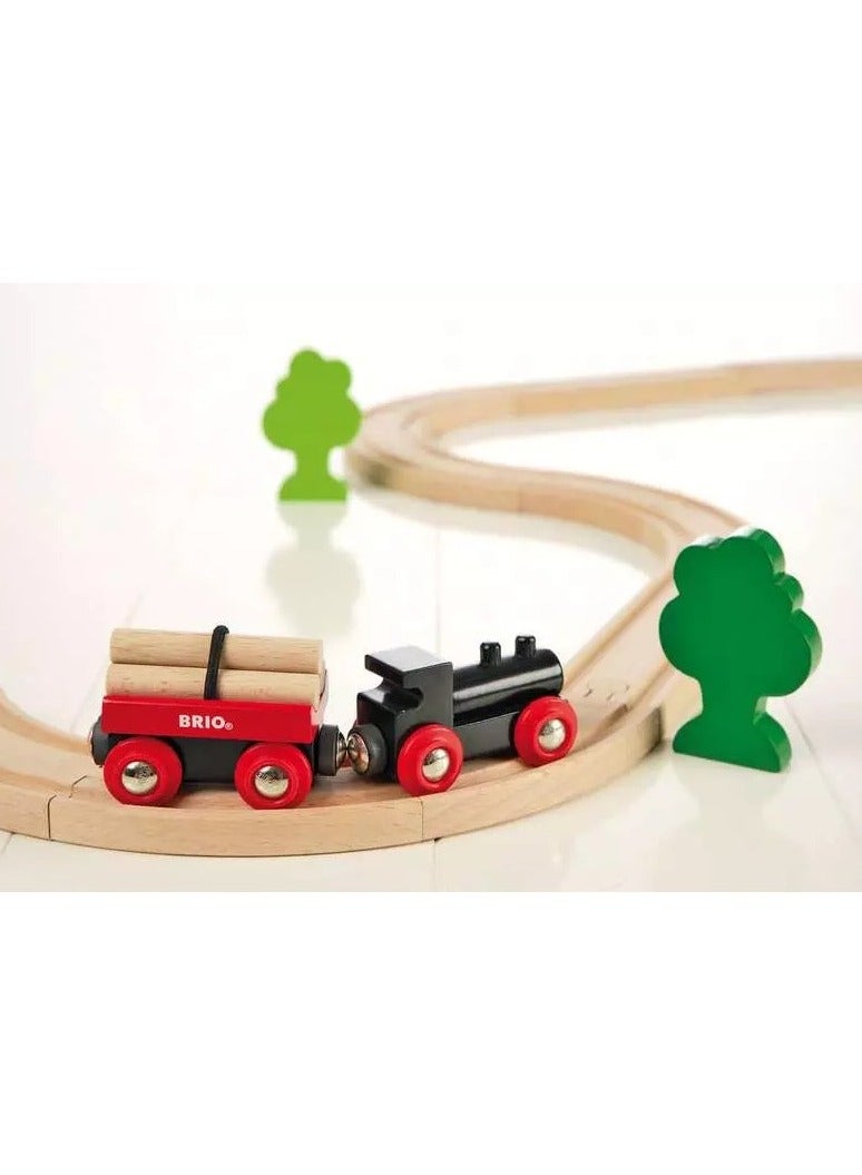 BRIO Little Forest Train Set – 12‑Piece Starter Kit with Engine, Cargo Wagon, Logs, Trees & 10 Curved Tracks – Magnetic Wooden Railway Set for Ages 2+ | 33042-B - Image 2
