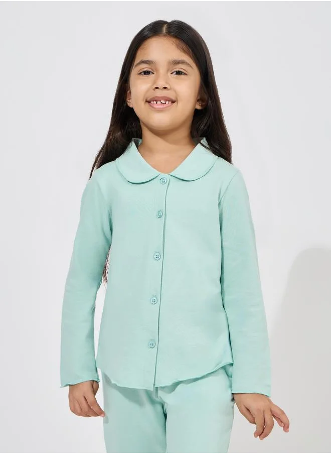 Styli Styli Collared Button Down Shirt and Pyjama Set