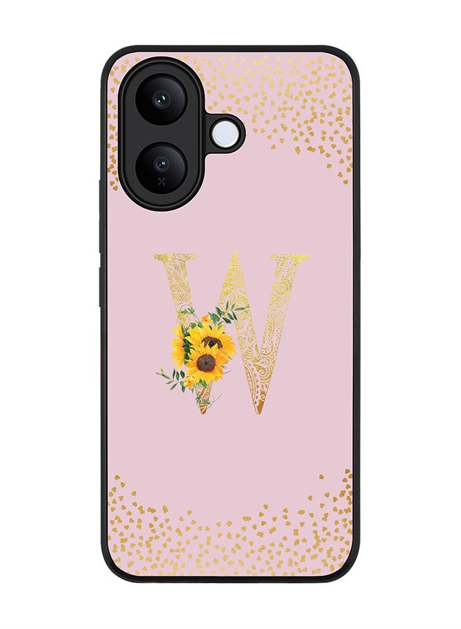 For vivo V60 Lite 5G / V60 Lite 4G Case,Slim fit Camera Protection, Shockproof Thin Phone cover  - Custom Floral Monogram - W  (Pink )