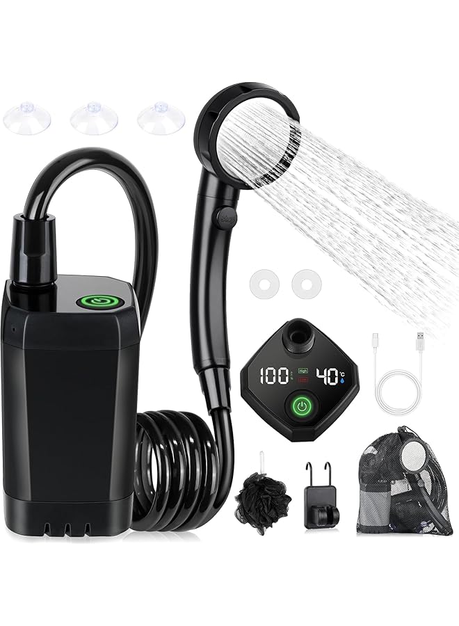 Oasisgalore Portable Shower For Camping [Long Lasting]6000Mah Rechargeable Ipx7 Waterproof Outdoor Shower With Intelligent Led Display 4 Spray Modes Camping Hiking Equipment  - Image 1