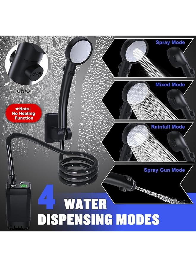 Oasisgalore Portable Shower For Camping [Long Lasting]6000Mah Rechargeable Ipx7 Waterproof Outdoor Shower With Intelligent Led Display 4 Spray Modes Camping Hiking Equipment  - Image 3