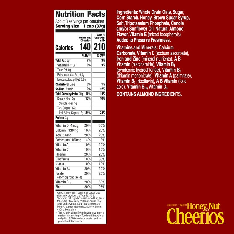 Cheerios Honey Nut Cheerios, Heart Healthy Gluten Free Breakfast Cereal with Whole Grain Oats, 10.8 oz - Image 2