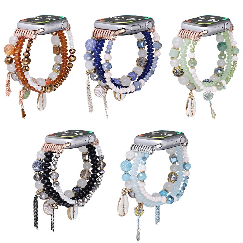 إيروريكس لساعة Apple Watch 46 مم / 49 مم / 45 مم / 44 مم سوار ساعة من الخرز الصدفي (أزرق) - Image 5