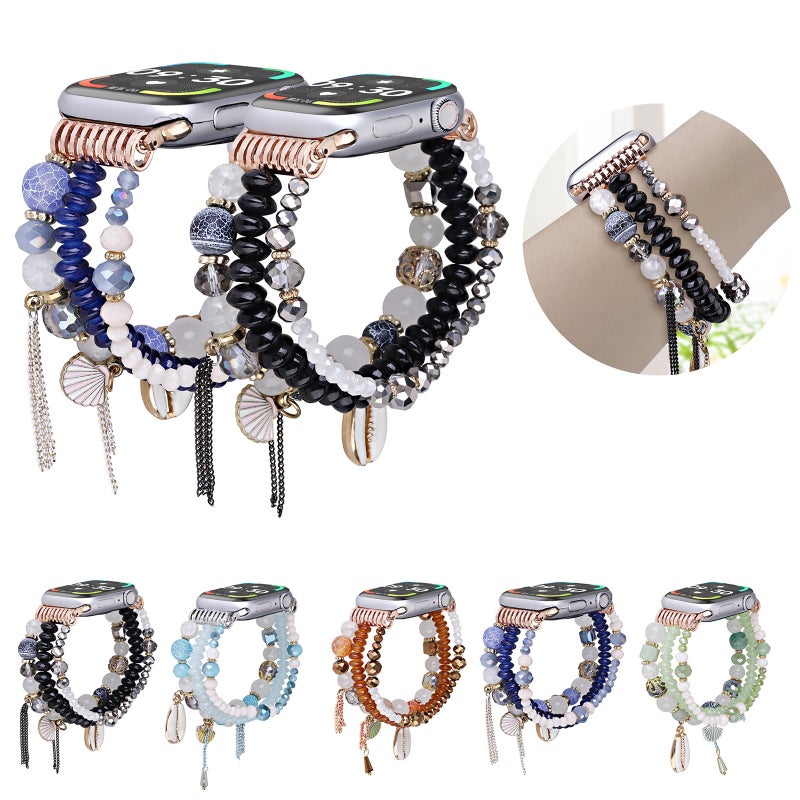 إيروريكس لساعة Apple Watch 46 مم / 49 مم / 45 مم / 44 مم سوار ساعة من الخرز الصدفي (أزرق) - Image 4