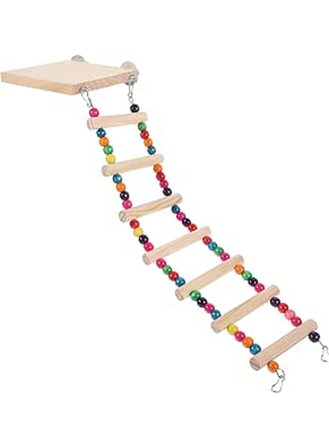Wooden Bird Climbing Ladder with Perch for Parakeets Training Play - Image 1