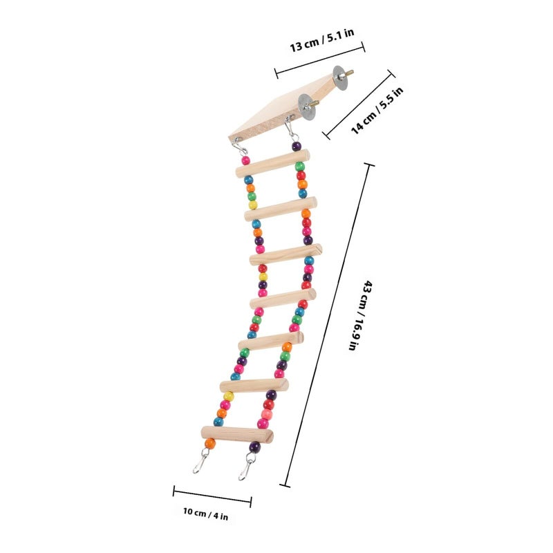 Wooden Bird Climbing Ladder with Perch for Parakeets Training Play - Image 3