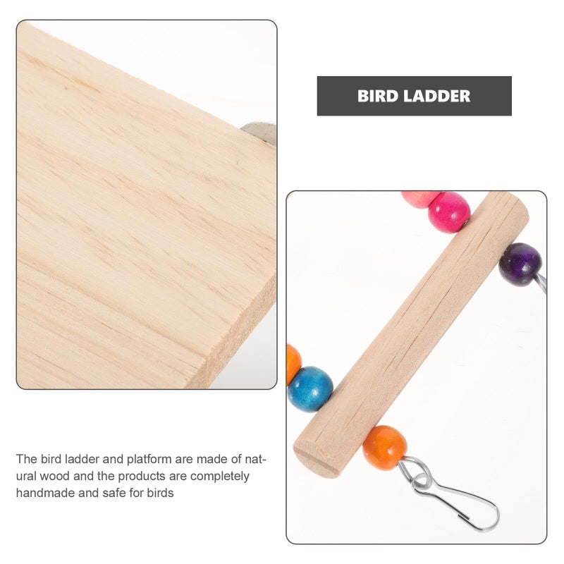 Wooden Bird Climbing Ladder with Perch for Parakeets Training Play - Image 4