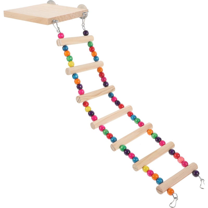 Wooden Bird Climbing Ladder with Perch for Parakeets Training Play - Image 2