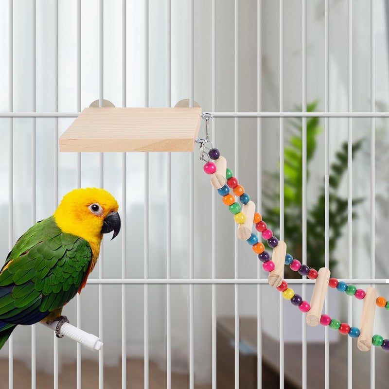 Wooden Bird Climbing Ladder with Perch for Parakeets Training Play - Image 5