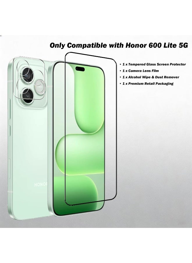 Wechdo 2 Pack for Honor 600 Lite 5G Premium Tempered Glass Screen Protector, 1 Pack Front Screen Protector and 1 Pack Camera Lens Film, with 9H Hardness, Anti-Fingerprint, Anti-Shatter, Bubble-Free & Easy Installation - Image 2
