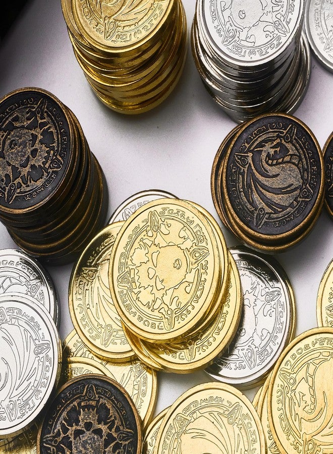 ACTIONDRAKE Metal Pirate Coins, 110 Pieces Lots of Toys Gold Coins for Board,for DND Props Accessories, Treasures and Treasure chests Fantasy Dragon Coinsfor RPG Tablelap - Image 4