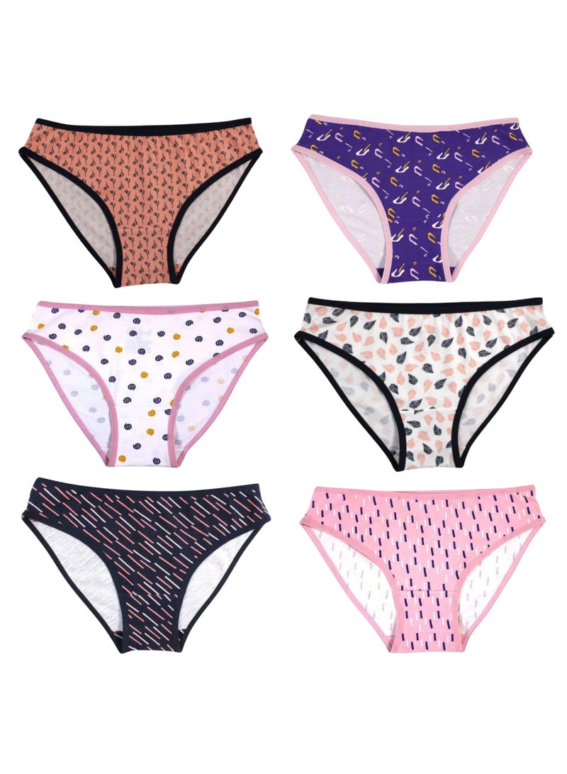 COLORS Pack of 6 Printed Cotton Bikini Panties Underwear for Women  - Image 2