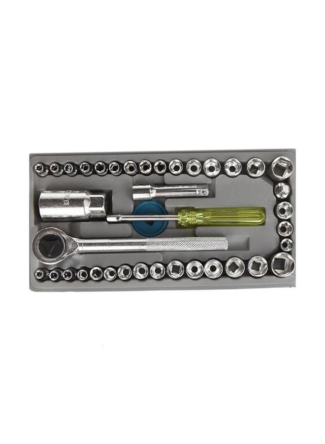 40-Piece Combination Socket Small Wrench Set Yellow/Grey 24cm - Image 2