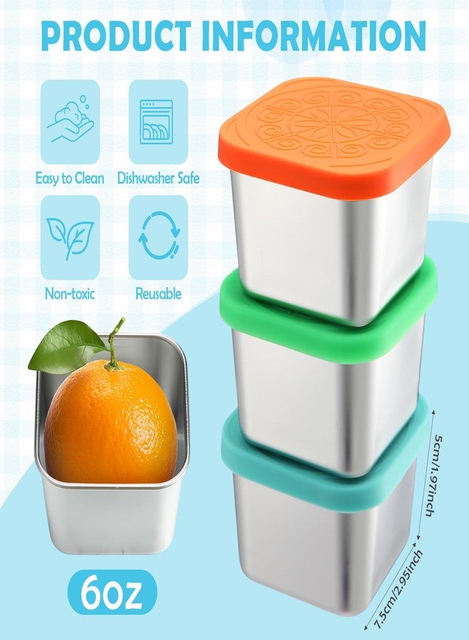 Blushtier 12 Pack 6 oz Stainless Steel Snack Containers Leak Proof Small Metal Food Snack Storage Container with Silicone Lid Stackable Reusable Metal Lunch Boxes for Daycare Travel Picnic Camp - Image 4