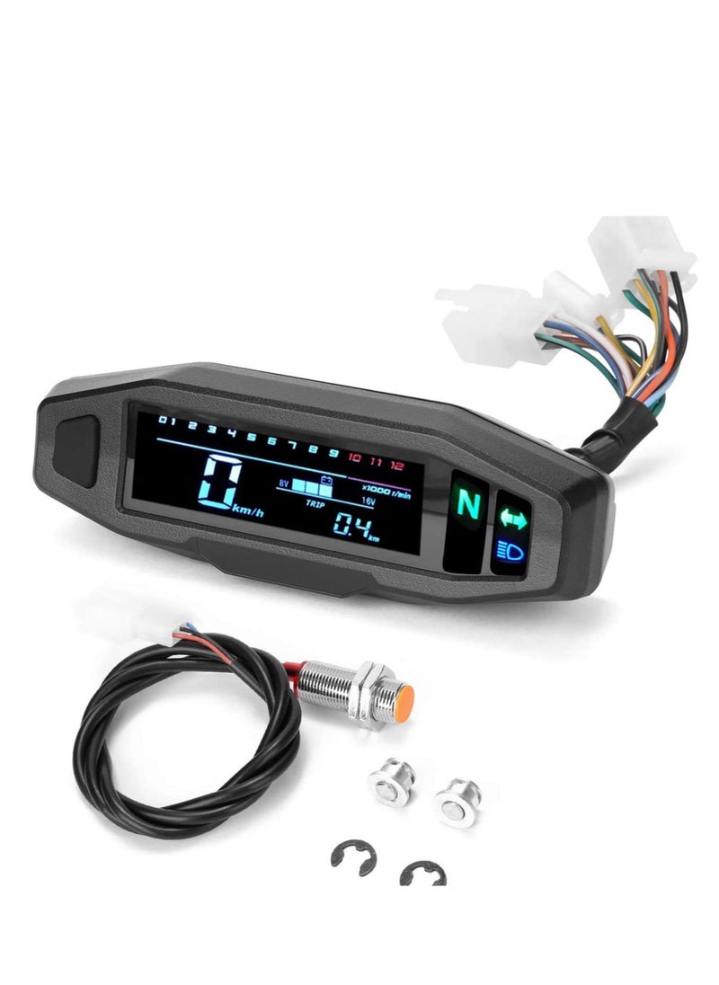 Generic - Universal Digital Speedometer for Motorcycle, TingKlaissée, Tachometer, Panel, Engine Accessories - Motorcycle Modification Mini VA High Definition LCD Speedometer Tachometer Fuel Gauge - Image 1