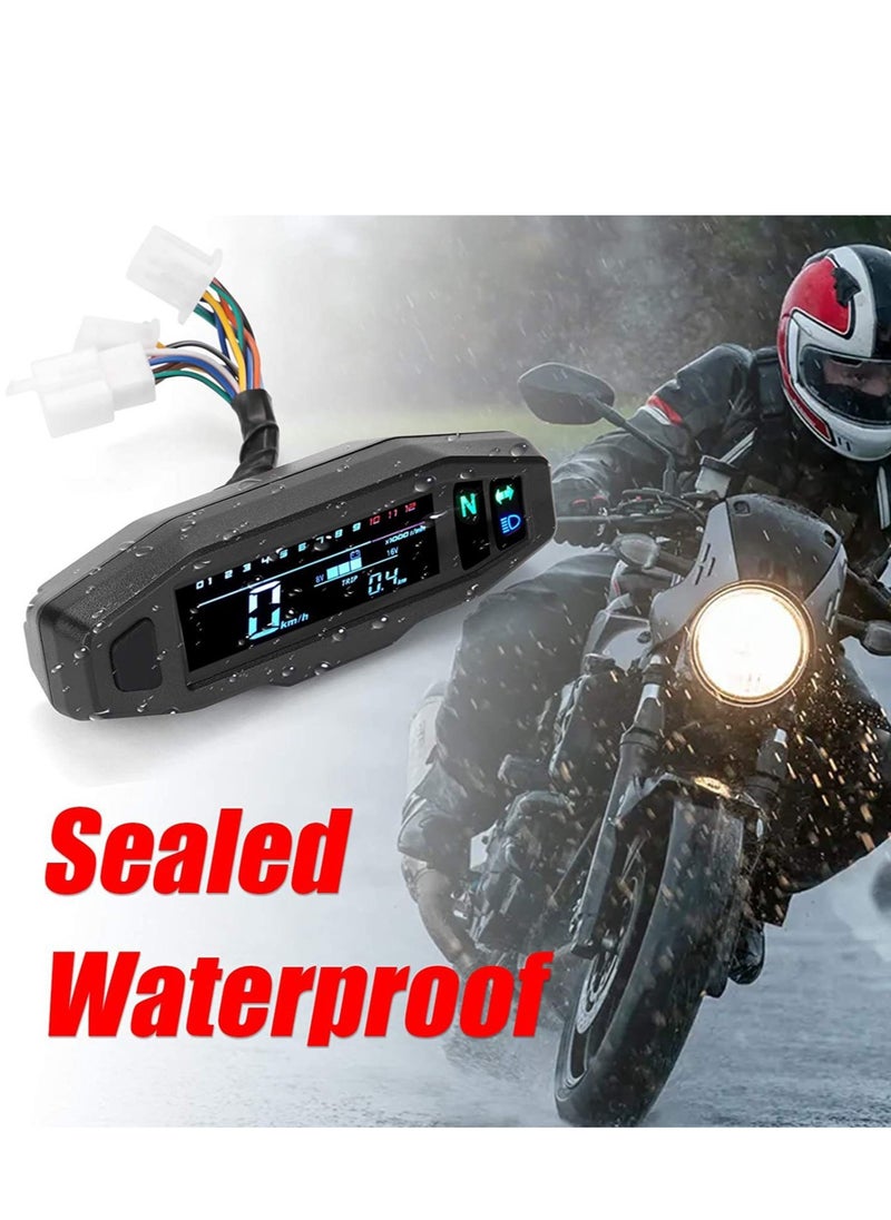 Generic - Universal Digital Speedometer for Motorcycle, TingKlaissée, Tachometer, Panel, Engine Accessories - Motorcycle Modification Mini VA High Definition LCD Speedometer Tachometer Fuel Gauge - Image 1