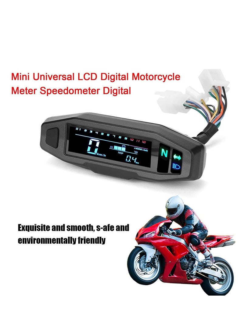 Generic - Universal Digital Speedometer for Motorcycle, TingKlaissée, Tachometer, Panel, Engine Accessories - Motorcycle Modification Mini VA High Definition LCD Speedometer Tachometer Fuel Gauge - Image 1