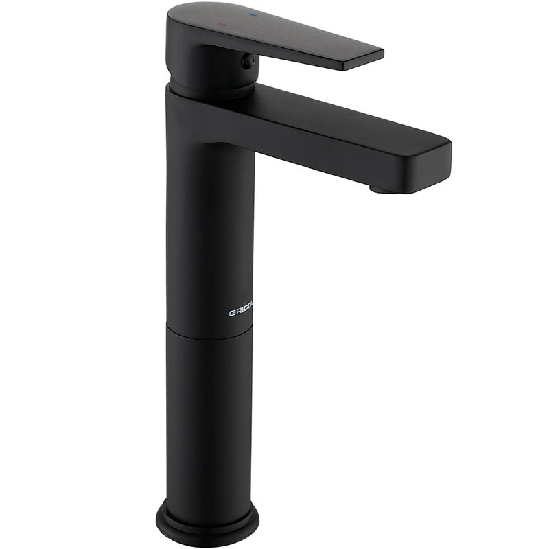 Gricol Basin Faucet Bathroom Faucet with Square Handle Brass Tap Mixer Tap for Cold and Hot Sink with Single Lever High Chrome Black - Image 1