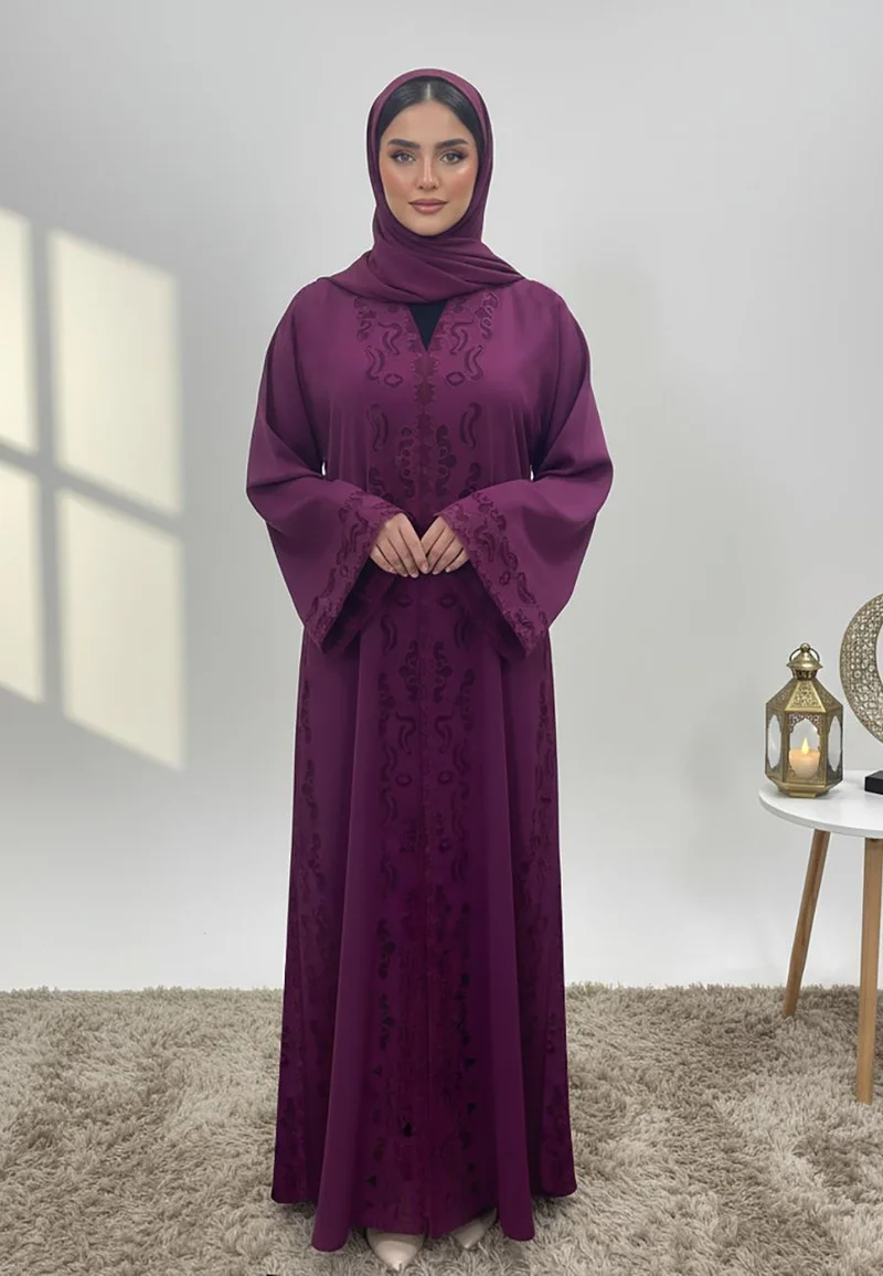 The Laser cut detailing Abaya-844