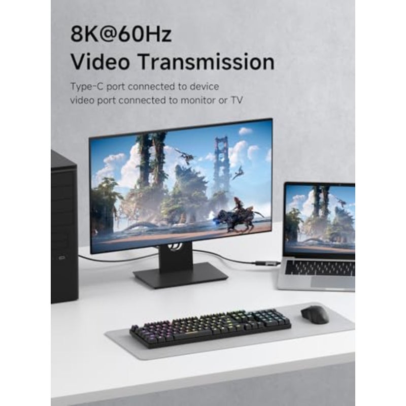 DisplayPort to HDMI Adapter, 8K@60Hz 4K@240Hz 2K@360Hz DP Male to HDMI Female Connector Converter for Laptop, PS5, XR/AR Glasses, Portable Monitor - Image 2