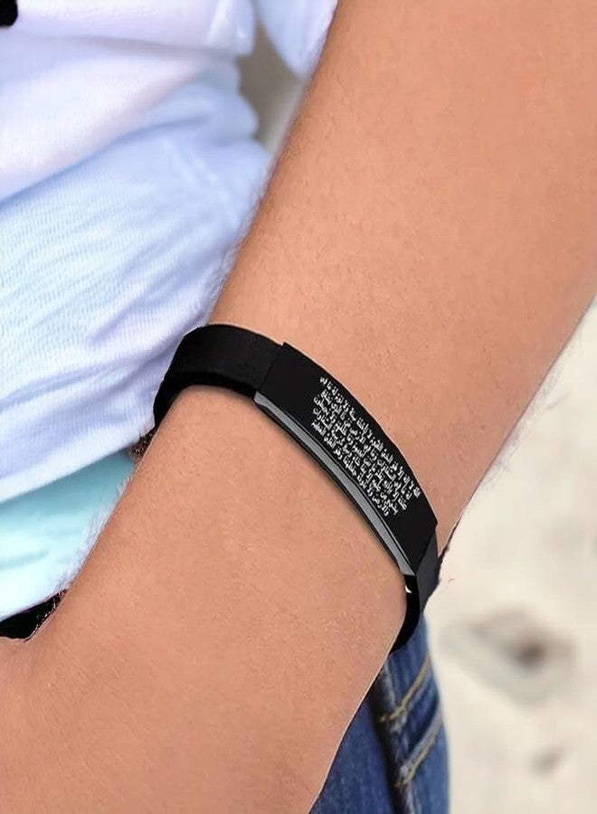 M Men Style Adjustable Quran Calligraphy Ayatul kursi Amulet Silicone Wristband Black Silicone Bracelet For Men And Women Br02 - Image 4