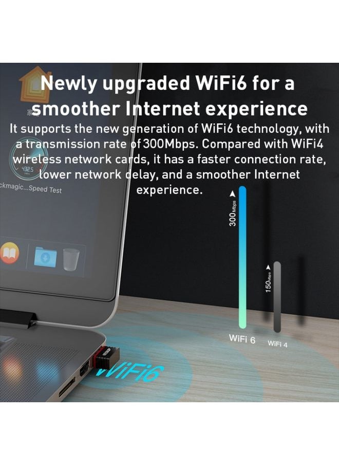 EDUP EP-AX300 300Mbps WiFi6 USB Free Drive Network Adapter