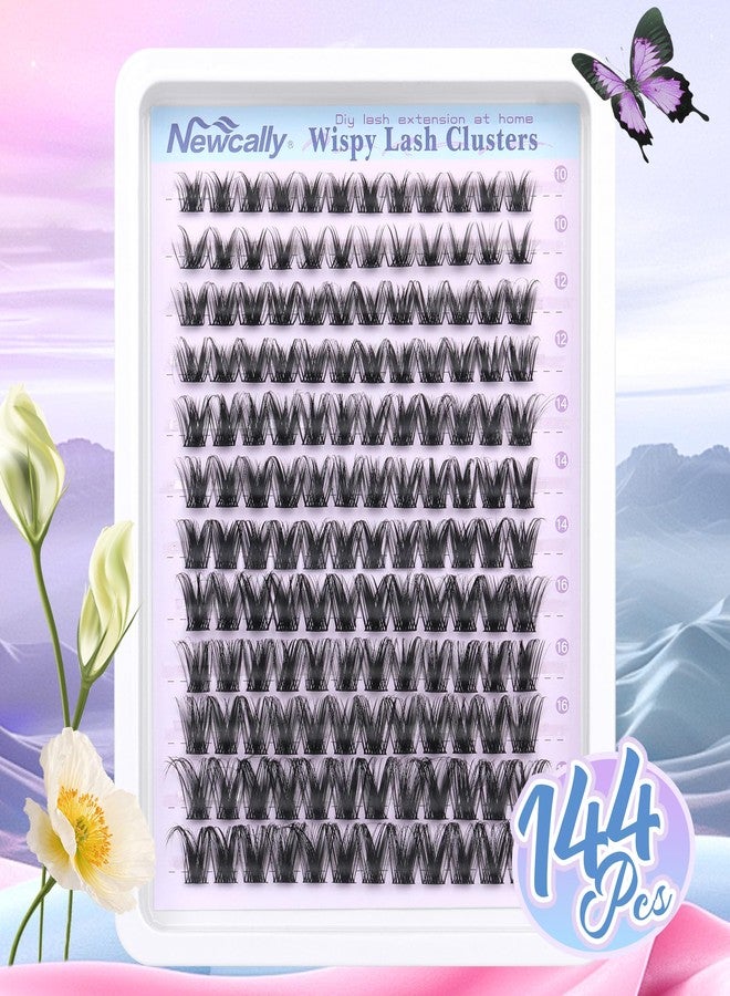 Newcally Lash Clusters Wispy Lash Extension D-curly Eyelash Clusters Natural Look 10-18mm Cluster Eyelash Extensions 144Pcs Volume Individual Lashes Spiky Cluster Lashes Manga by Newcally - Image 2