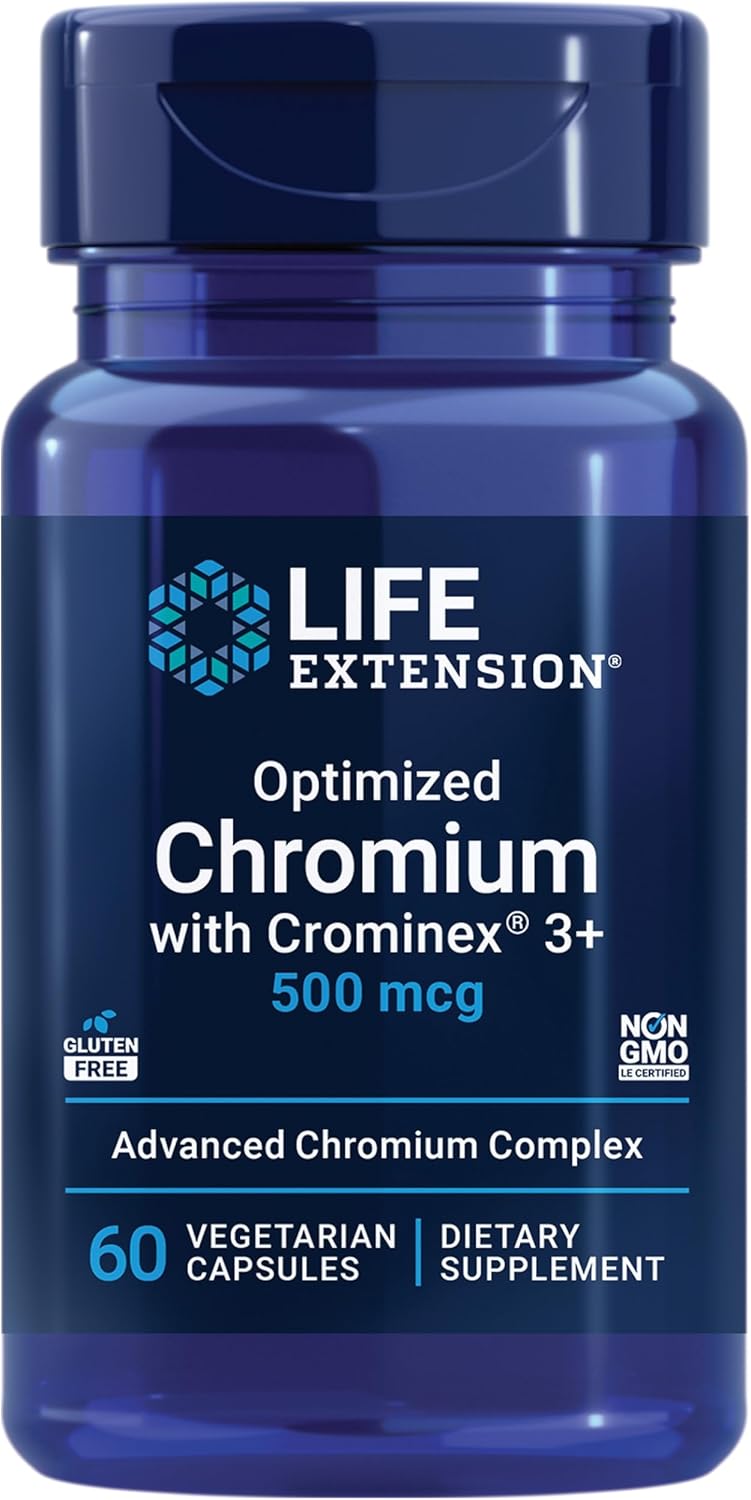 Life Extension لايف إكستينشن كروم المعزز مع كرومينكس 3+ 500 ميكروغرام - 60 كبسولة نباتية لصحة الأيض - Image 1