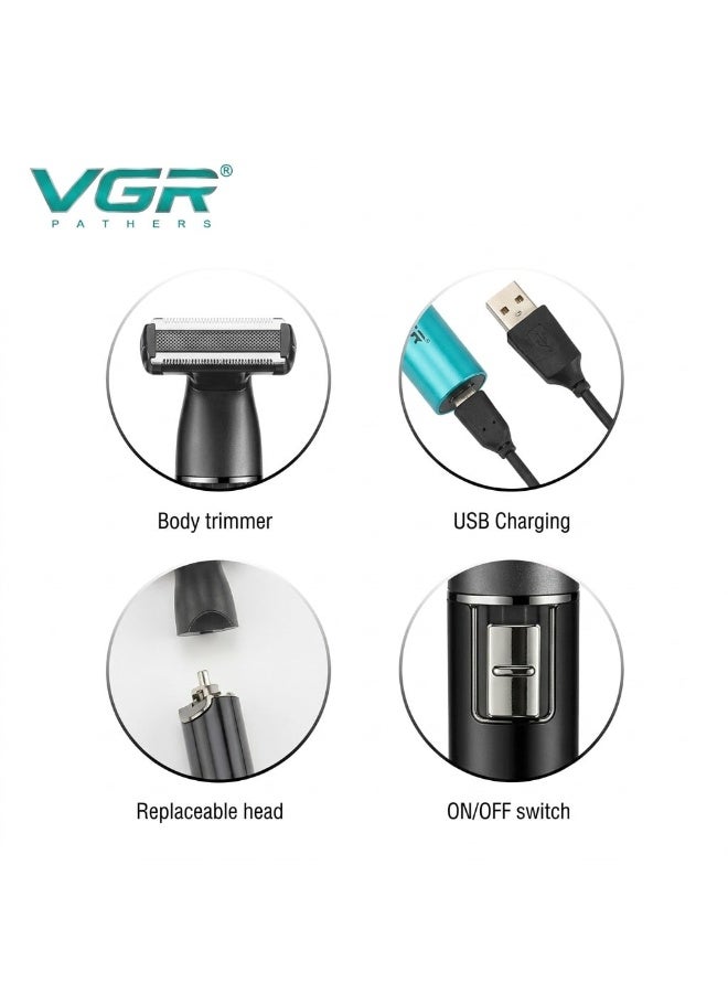VGR The VGR V-628 is a compact 3-in-1 Professional Grooming Kit specifically designed for full-body grooming. It is highly favored for its "zero-gap" precision and specialized heads for sensitive areas. Emerald Green - Image 1
